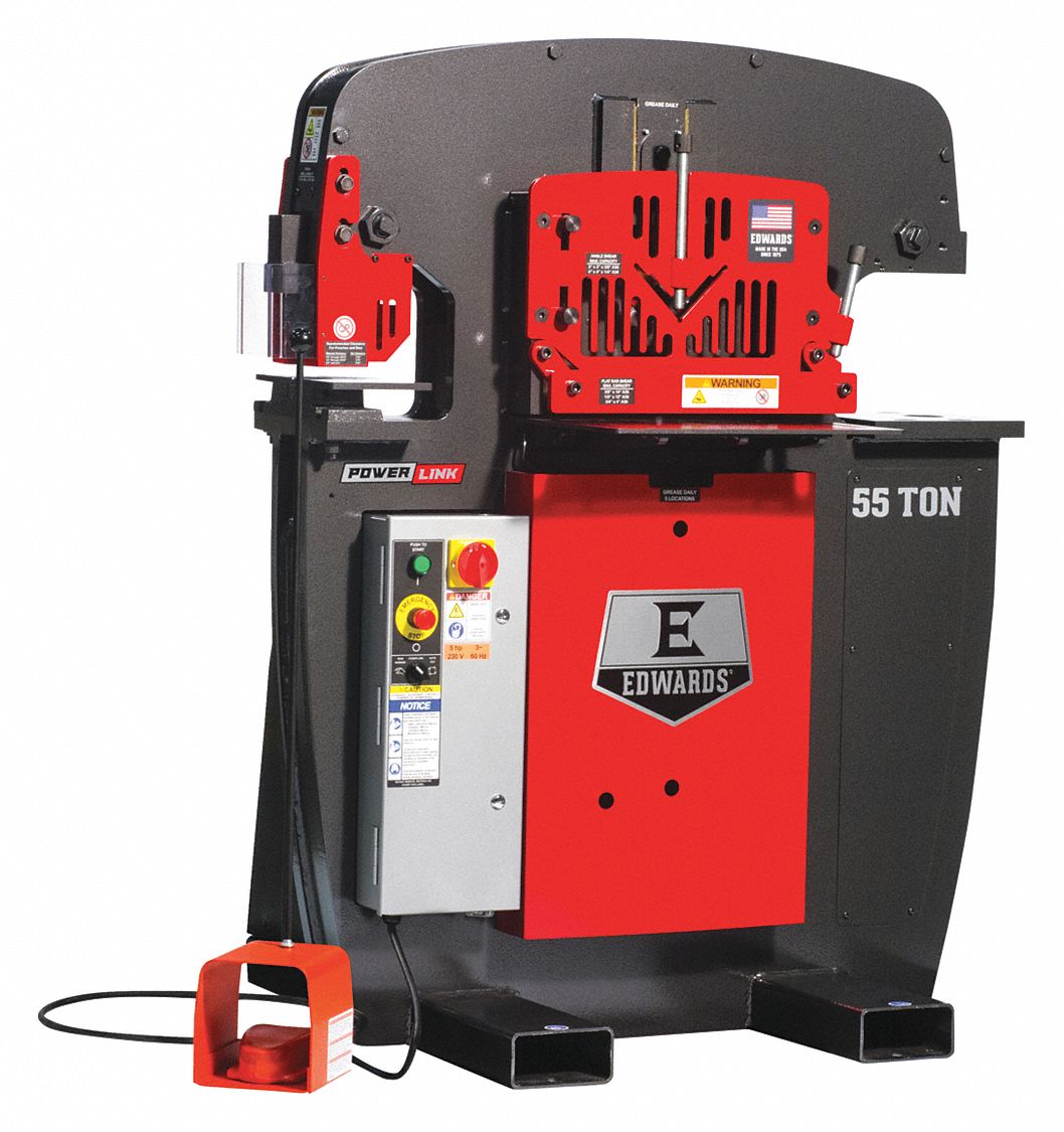 Ironworker: 460V AC /Three-Phase, 4 Stations, 55 Tonf Hydraulic Force, 23 A Current