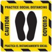 Bilingual Spanish - Caution - Practice Social Distancing Floor Sign