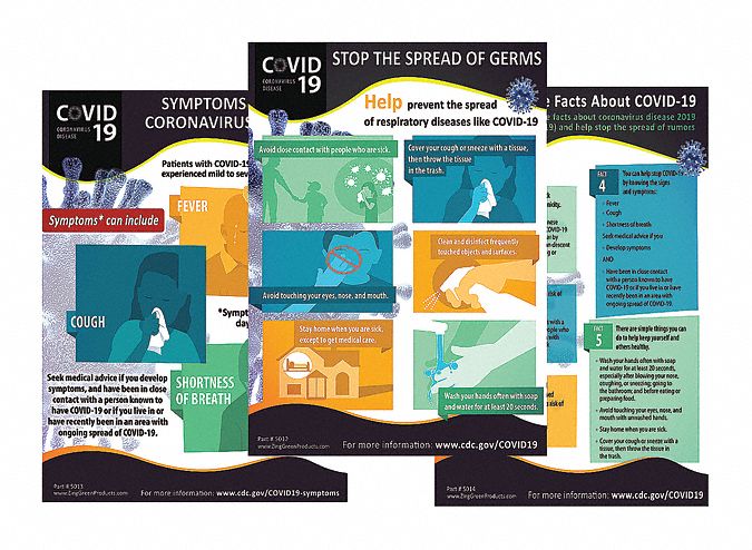COVID-19 Safety Poster: 22 in Nominal Sign Size, No Protective Coating, English