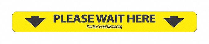 Safety Sign: 2 1/4 in x 20 in Nominal Sign Size, 0.036 in Thick, Adhesive Floor Sign Mounting, 10 PK