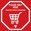 Please Wait Here - Practice Social Distancing Floor Sign