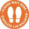 Wait Here - Maintain Distance Shoeprint Floor Sign