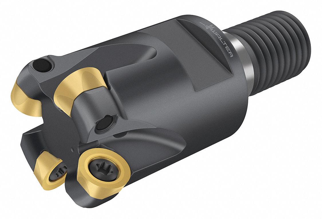 Indexable Profiling End Mill: 1-1/4 in Max. Cutting Dia., 0.1970 in Dp of Cut, Screw On