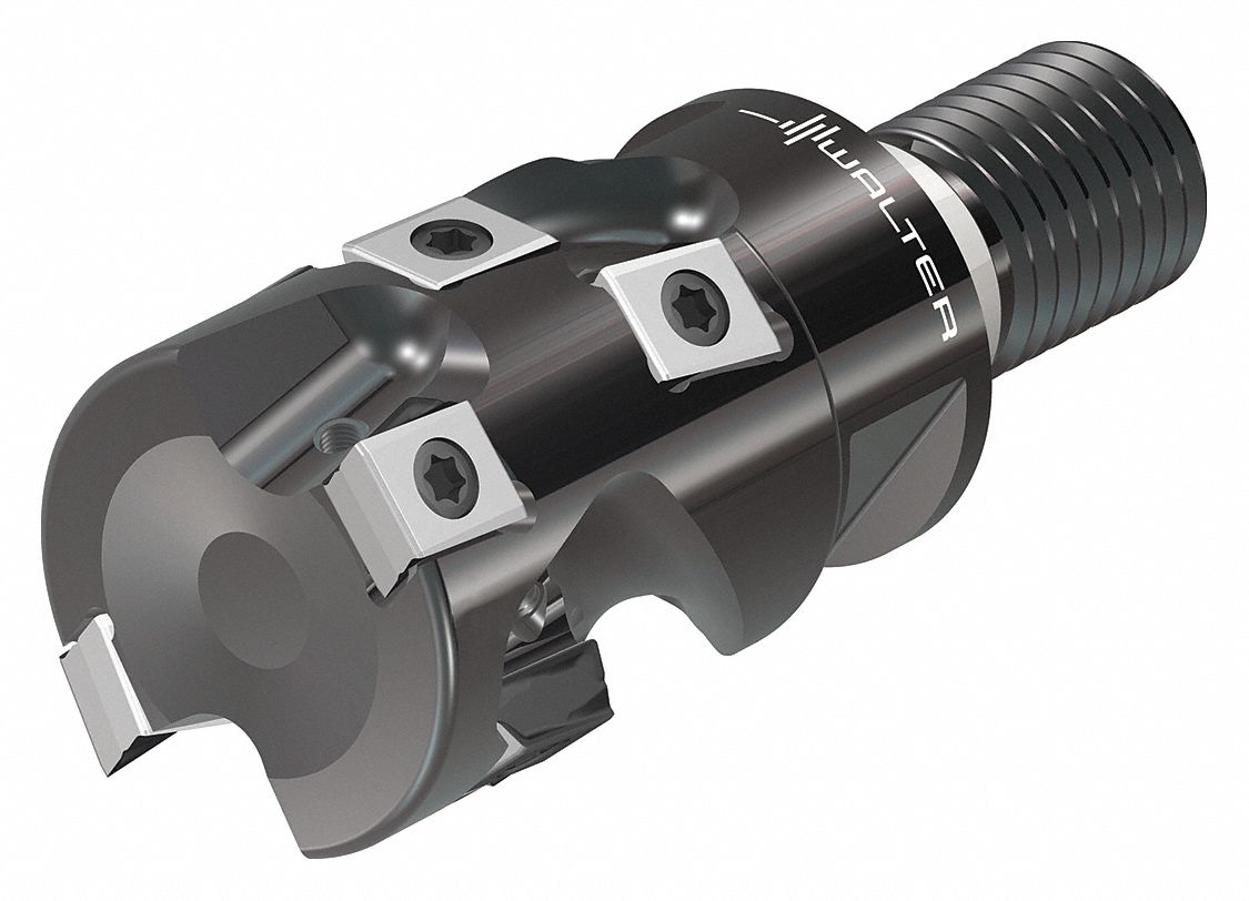 Indexable Square Shoulder End Mill: 1 13/50 in Max. Cutting Dia., Screw On, Coolant Through