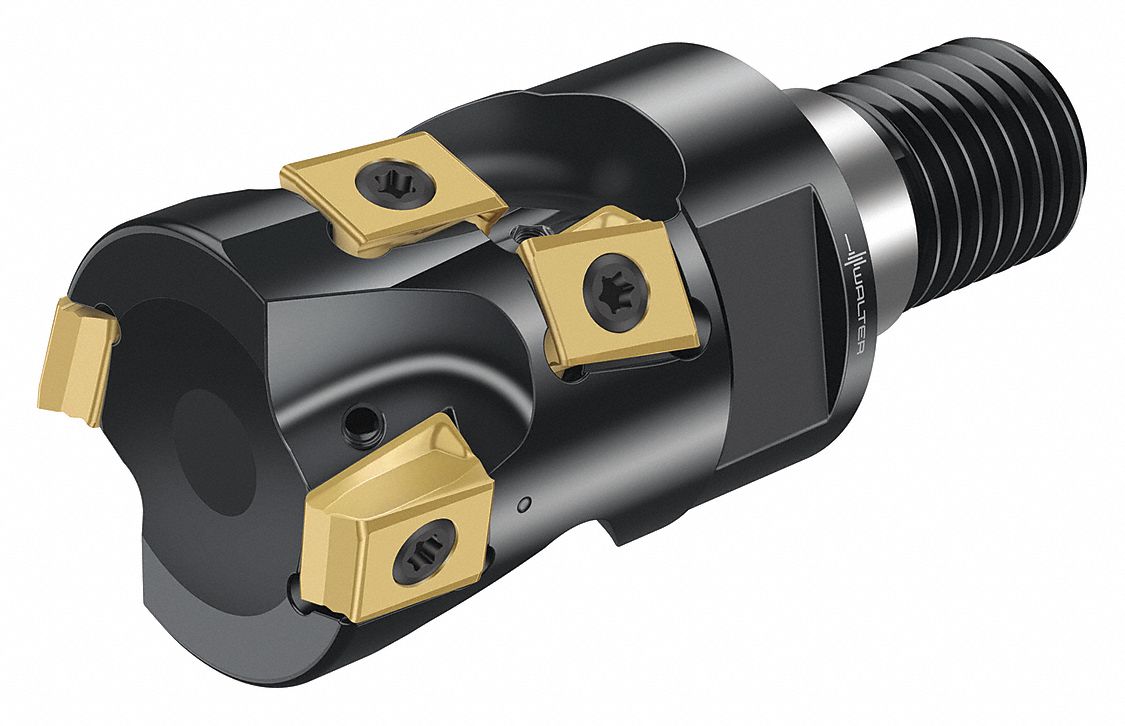 Indexable Square Shoulder End Mill: 1 23/40 in Max. Cutting Dia., Screw On, Coolant Through