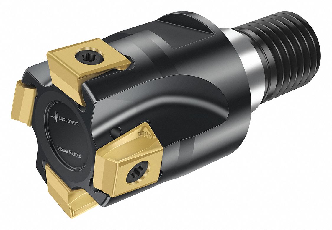 Indexable Square Shoulder End Mill: 1 1/2 in Max. Cutting Dia., Screw On, T36 Connection Size