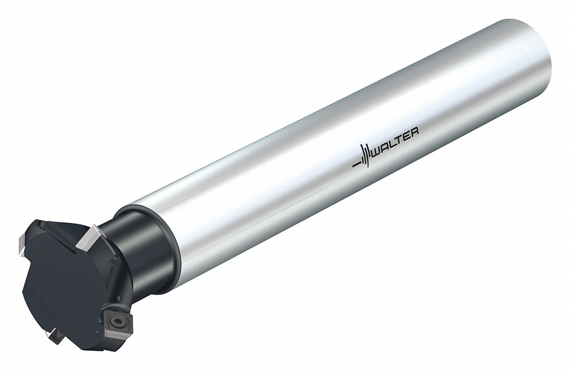 Indexable Chamfer Mill: 1.26 in Shank Dia., 9.843 in Overall Lg, Coolant Through