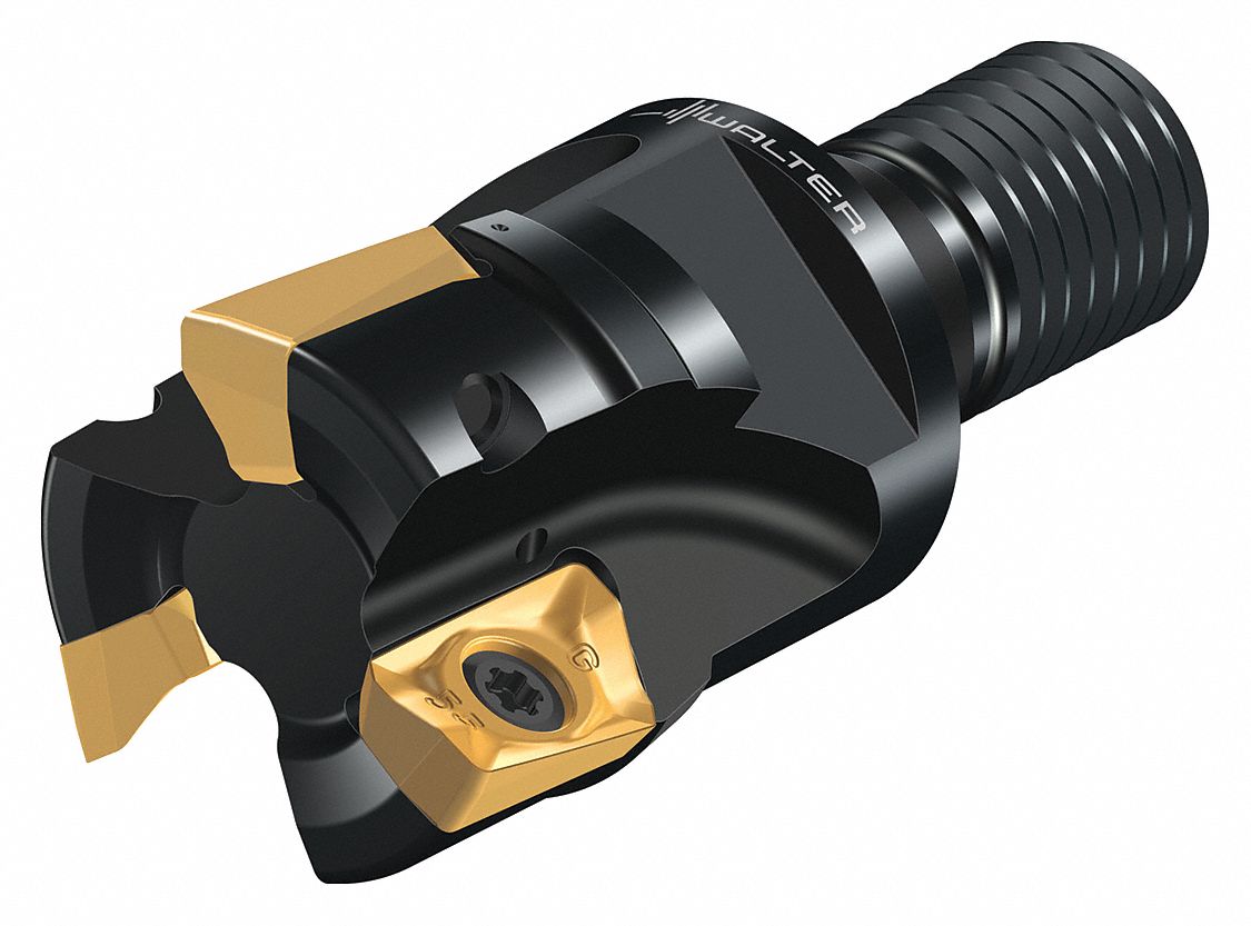 Indexable Square Shoulder End Mill: 1 1/2 in Max. Cutting Dia., Screw On, T36 Connection Size