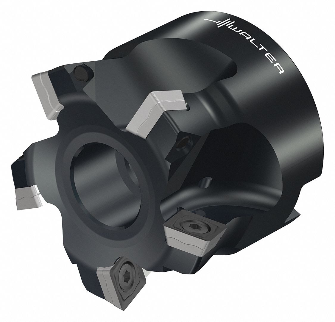 Indexable Face Mill: 2 in Max. Cutting Dia., 3/4 in Arbor Dia., 0° Side Cutting Edge Angle
