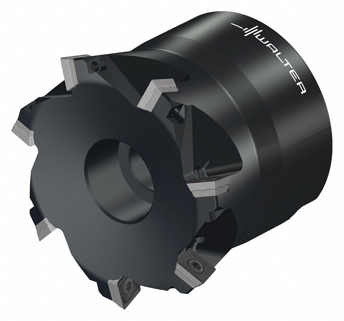 Indexable Face Mill: 2 in Max. Cutting Dia., 3/4 in Arbor Dia., 0° Side Cutting Edge Angle