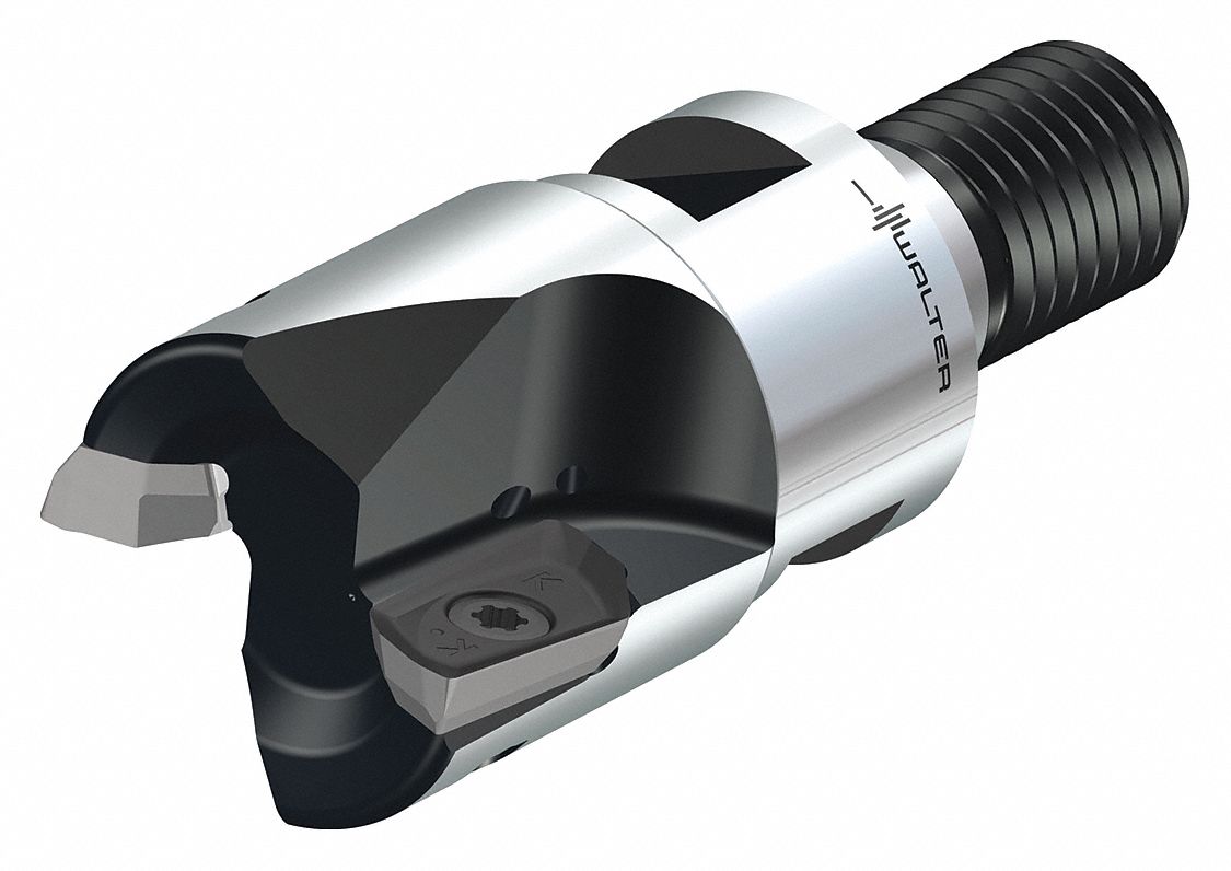 Indexable Square Shoulder End Mill: 1 1/4 in Max. Cutting Dia., Screw On, T28 Connection Size