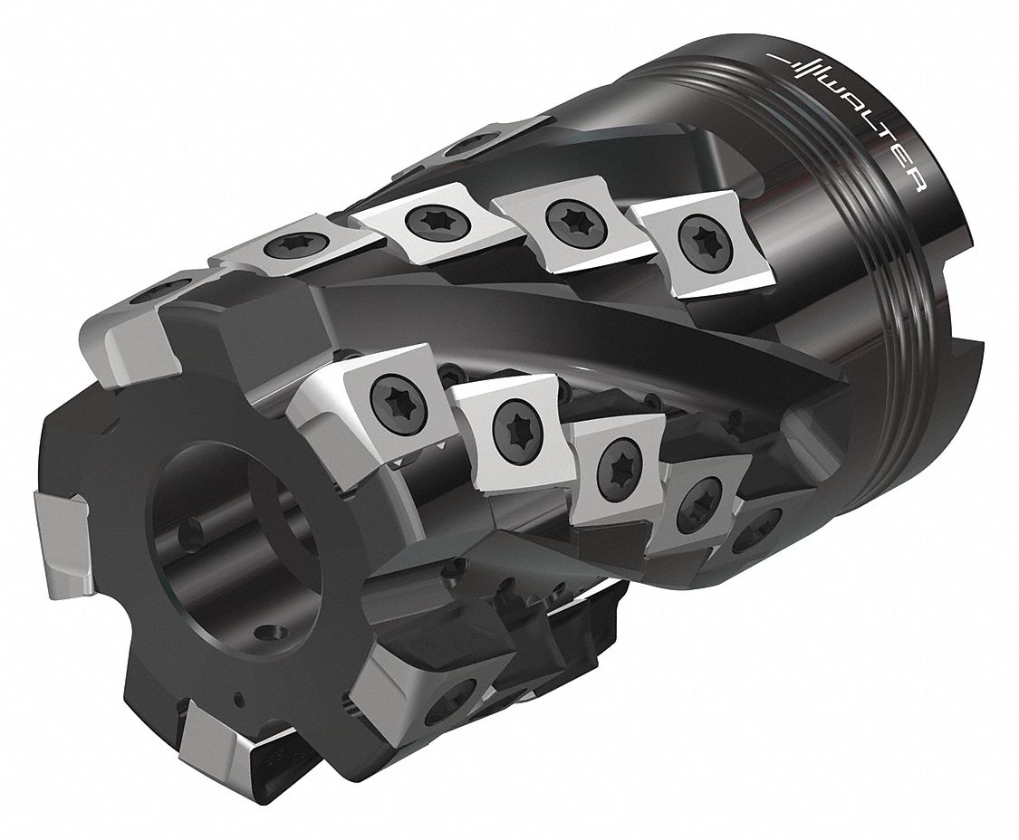 Indexable Face Mill: 2 in Max. Cutting Dia., 1 in Arbor Dia., 3-3/8 in Overall Lg