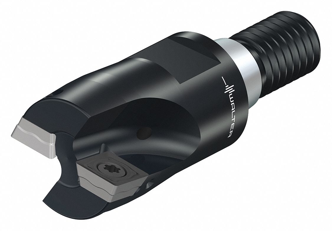 Indexable Square Shoulder End Mill: 123/125 in Max. Cutting Dia., Screw On, Coolant Through