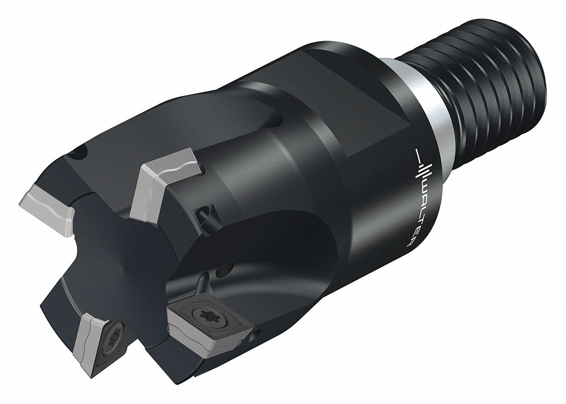 Indexable Square Shoulder End Mill: 1 23/40 in Max. Cutting Dia., Screw On, Coolant Through