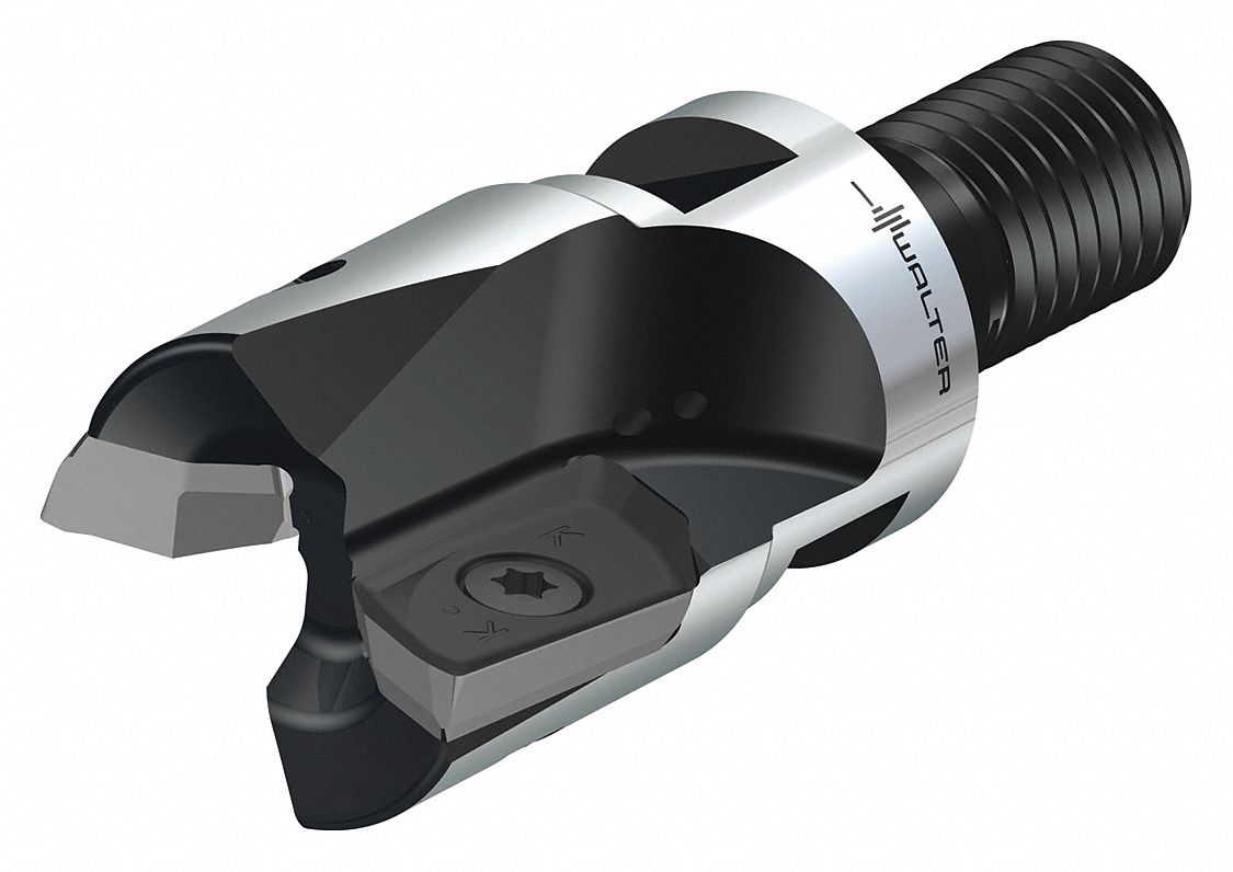 Indexable Square Shoulder End Mill: 1 13/50 in Max. Cutting Dia., Screw On, Coolant Through