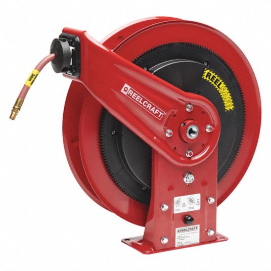 50 ft (3/8 in I.D.), 1/4 in MNPT, Spring Return Hose Reel - 56MW51