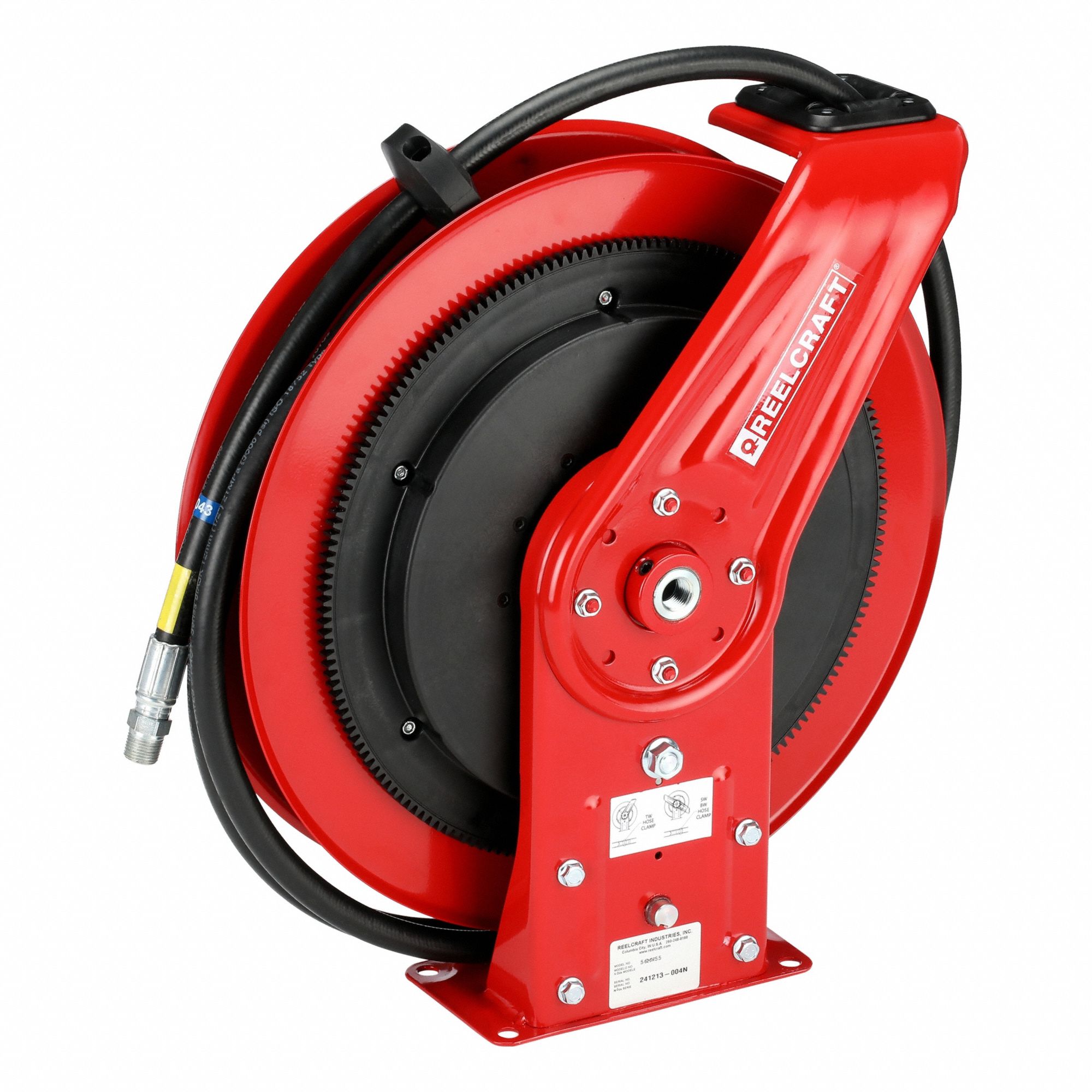 Spring Return Hose Reel: 50 ft (1/2 in I.D.), 1/2 in MNPT, 3, 000 psi Max Op Pressure