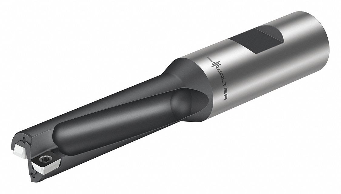 Indexable Drill Bit for General Drilling: 35/64" Max. Drill Dia., 3xD, 3/4" Shank Dia.