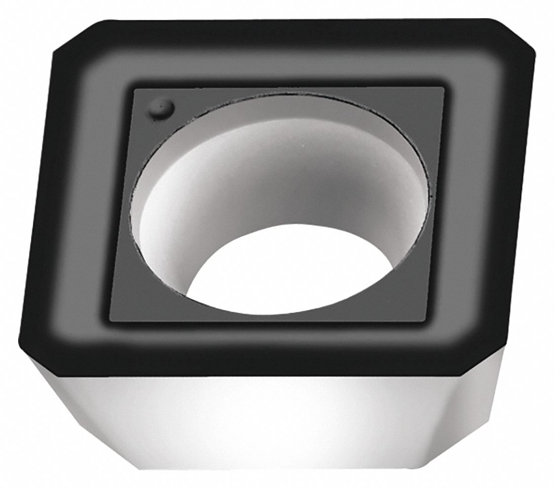 Square Milling Insert: 1/2 in Inscribed Circle, 0.0200 in Corner Radius, 3/16 in Thick, CVD