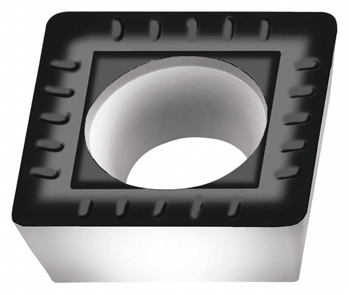 Square Milling Insert: 1/2 in Inscribed Circle, 0.0240 in Corner Radius, 1/4 in Thick, CVD
