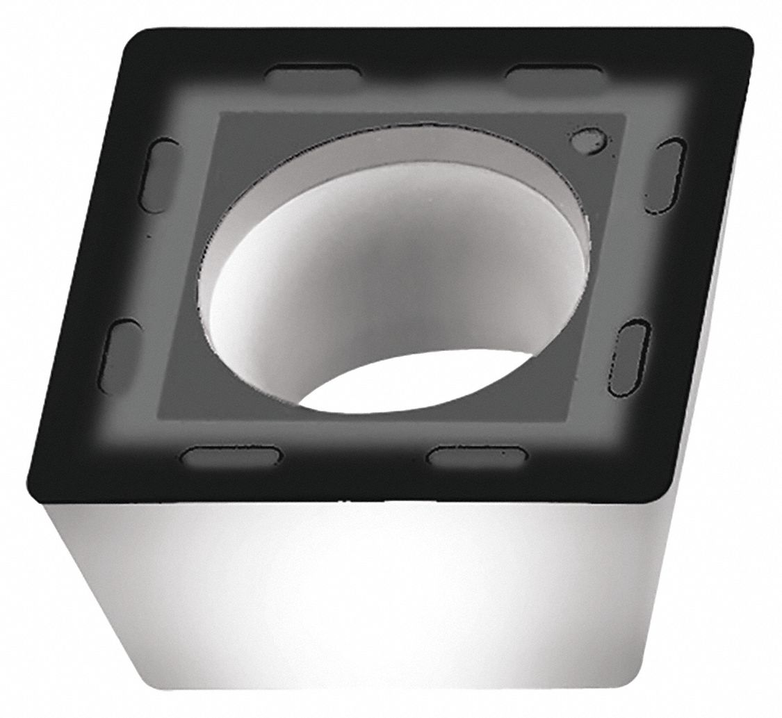 Square Milling Insert: 1/2 in Inscribed Circle, 0.0240 in Corner Radius, 1/4 in Thick, CVD