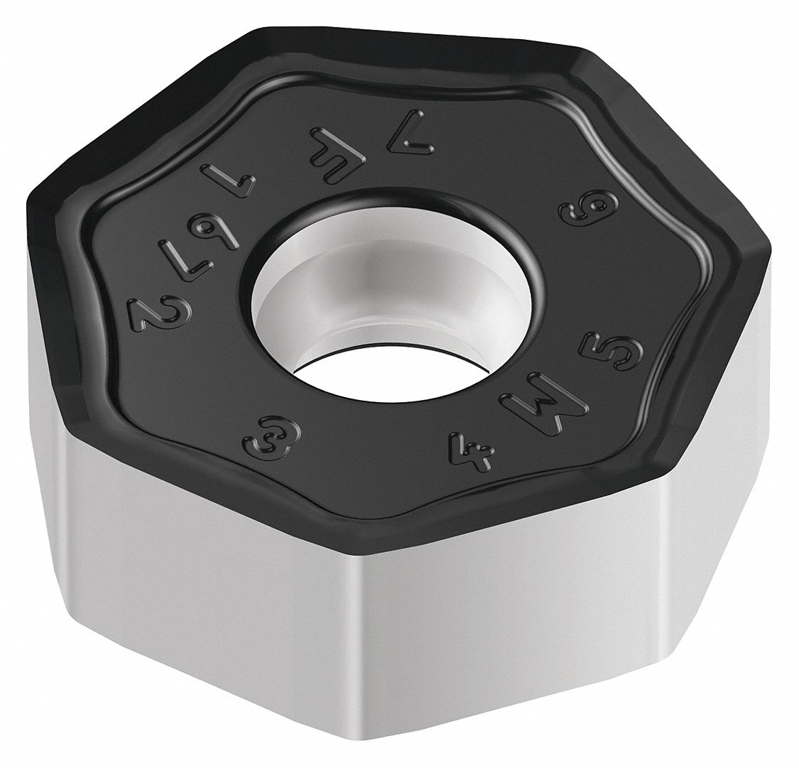 Heptagon Milling Insert: 3/4 in Inscribed Circle, 1/32 in Corner Radius, 0.2310 in Thick, CVD