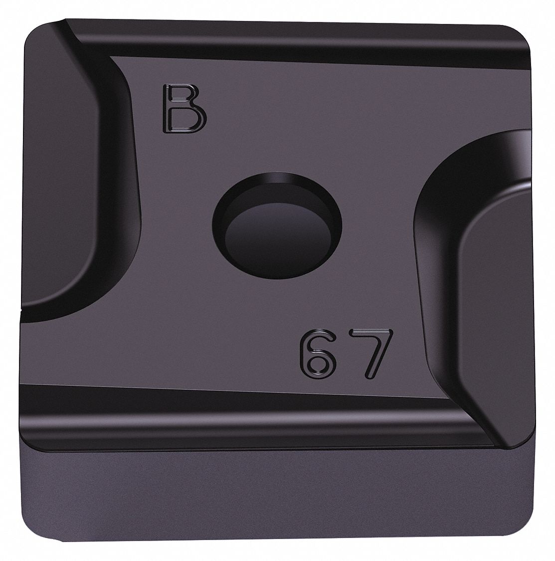 Square Milling Insert: 1/2 in Inscribed Circle, 1/32 in Corner Radius, 3/16 in Thick, CVD