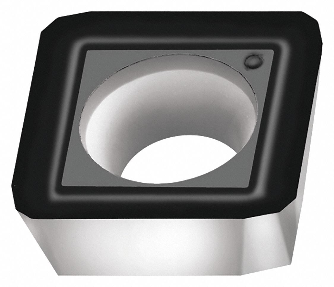 Square Milling Insert: 1/2 in Inscribed Circle, 0.0200 in Corner Radius, 3/16 in Thick, PVD