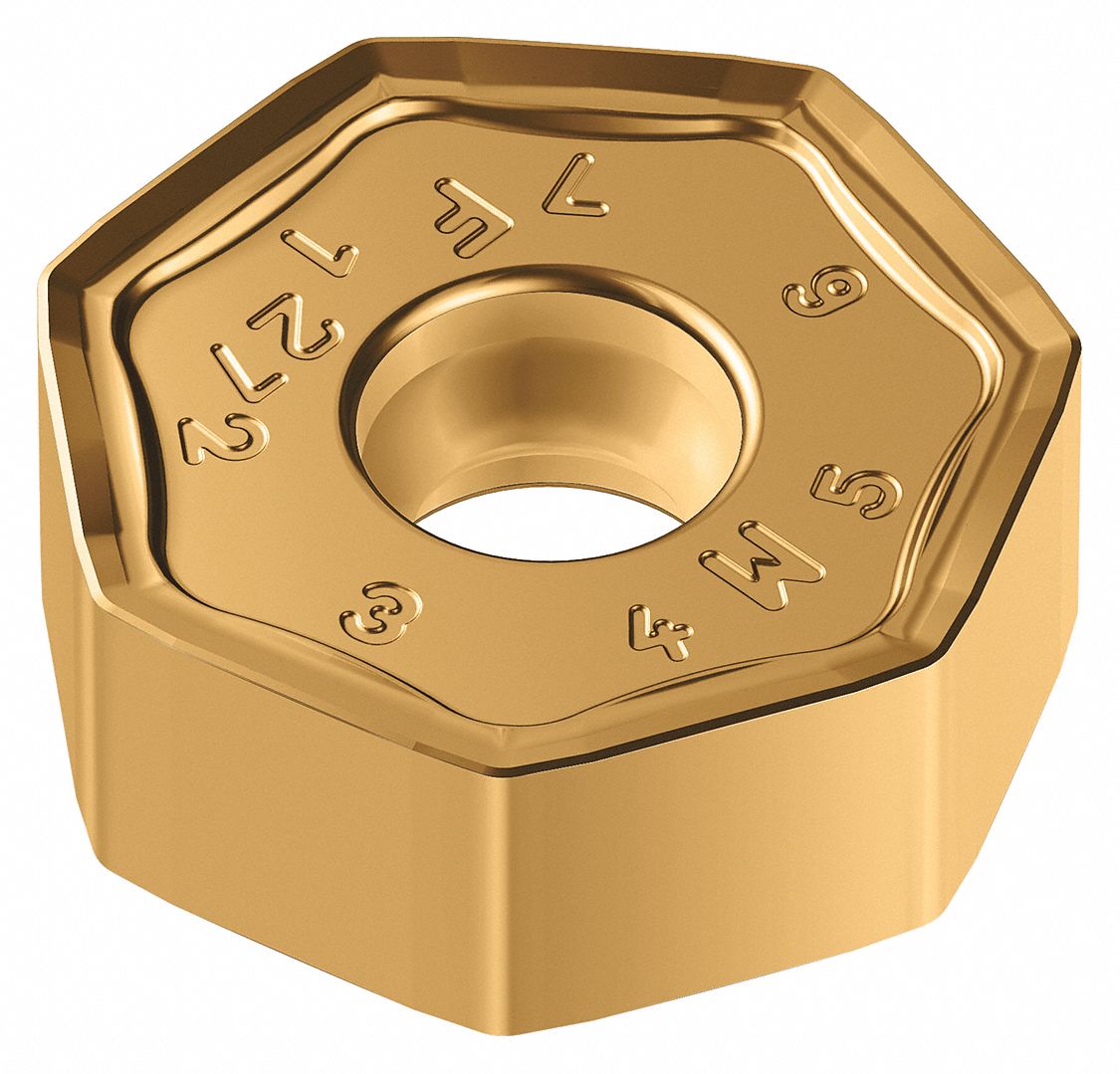 Heptagon Milling Insert: 3/4 in Inscribed Circle, 1/32 in Corner Radius, Chip-Breaker, 10 PK