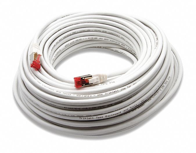 Voice and Data Patch Cable: Shielded, Cat 6A, 75 ft Overall Lg, LSOH/LSZH, Round, 26 AWG
