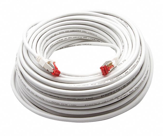 Voice and Data Patch Cable: Shielded, Cat 6A, 100 ft Overall Lg, LSOH/LSZH, Round, 26 AWG