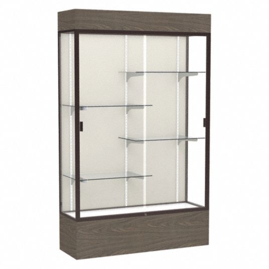 WADDELL DISPLAY Floor Display Case: 80 in Ht, 48 in Lg, 16 in Dp, 25 lb  Shelf Capacity, Green