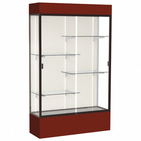 WADDELL DISPLAY Floor Display Case: 80 in Ht, 48 in Lg, 16 in Dp, 25 lb  Shelf Capacity, Green