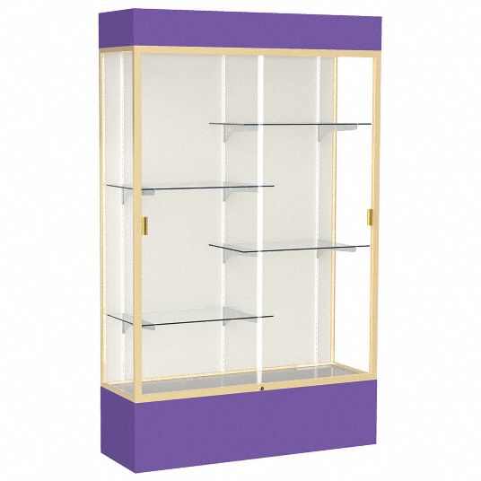 WADDELL DISPLAY Floor Display Case: 80 in Ht, 48 in Lg, 16 in Dp, 25 lb  Shelf Capacity, Green