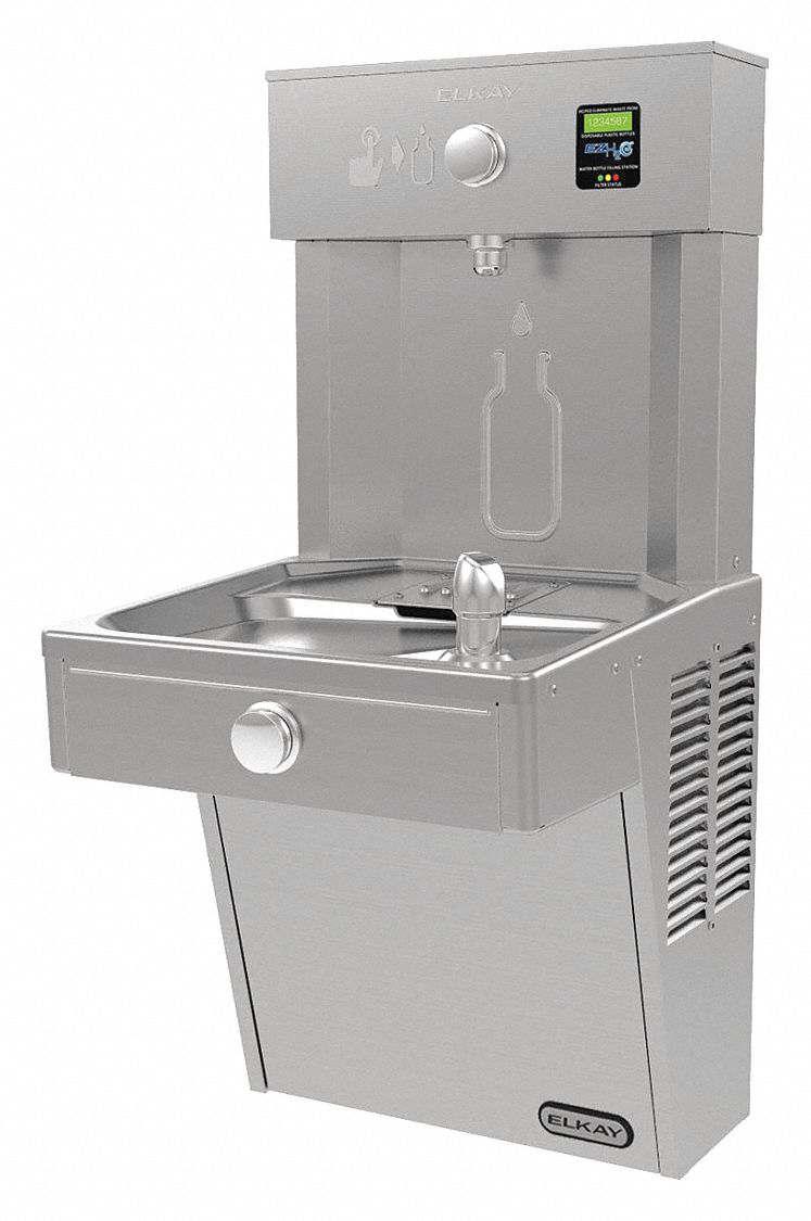 Drinking Fountain with Bottle Filler: On-Wall, 38 13/16 in Ht, 18 in Dp, 18 5/8 in Overall Wd
