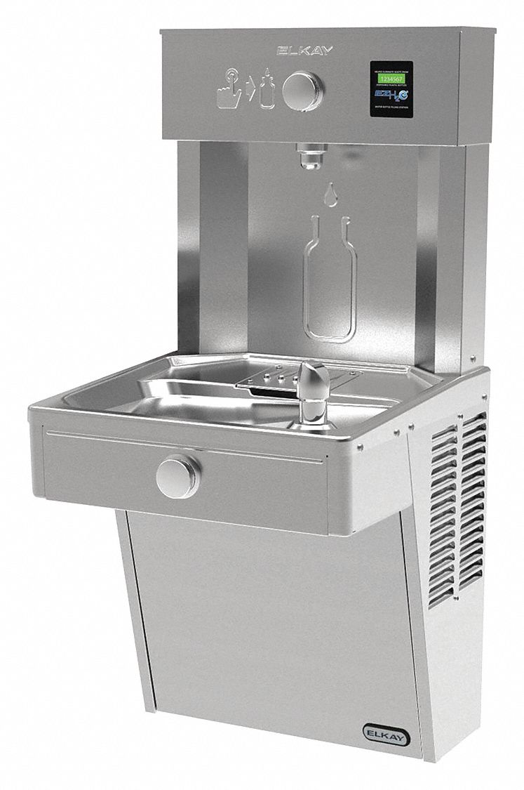 Drinking Fountain with Bottle Filler: On-Wall, 38 13/16 in Ht, 18 in Dp, 18 5/8 in Overall Wd