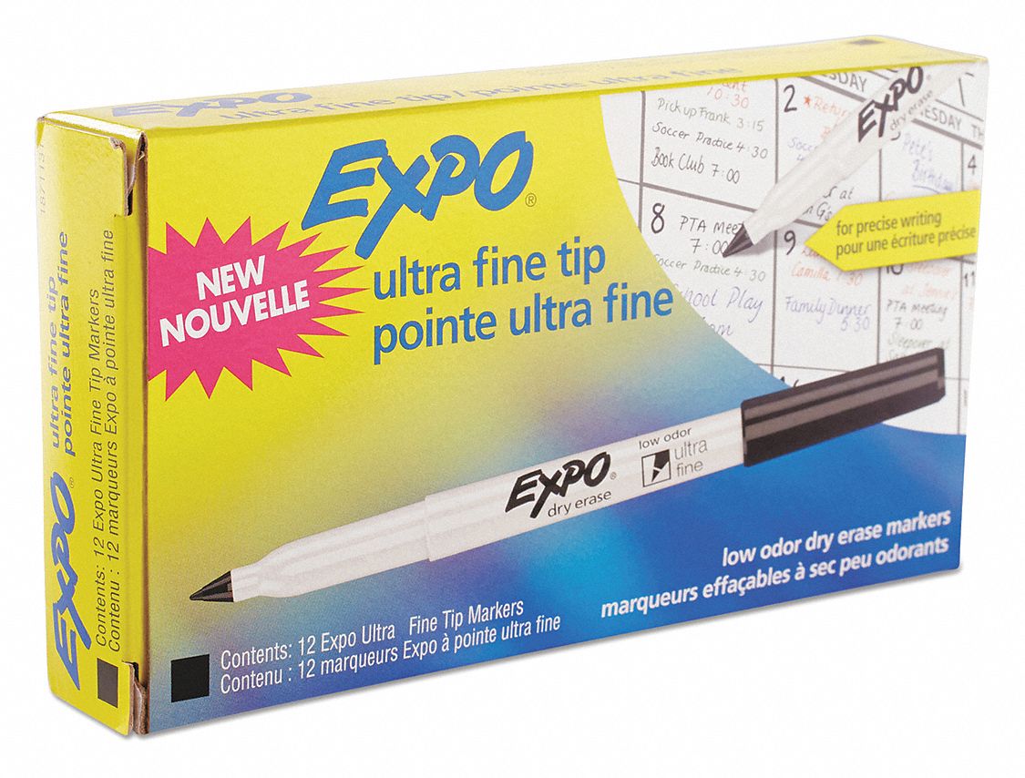 EXPO, Dry Erase Marker,Ultra Fine,Black,PK12 56XK691871131 Grainger