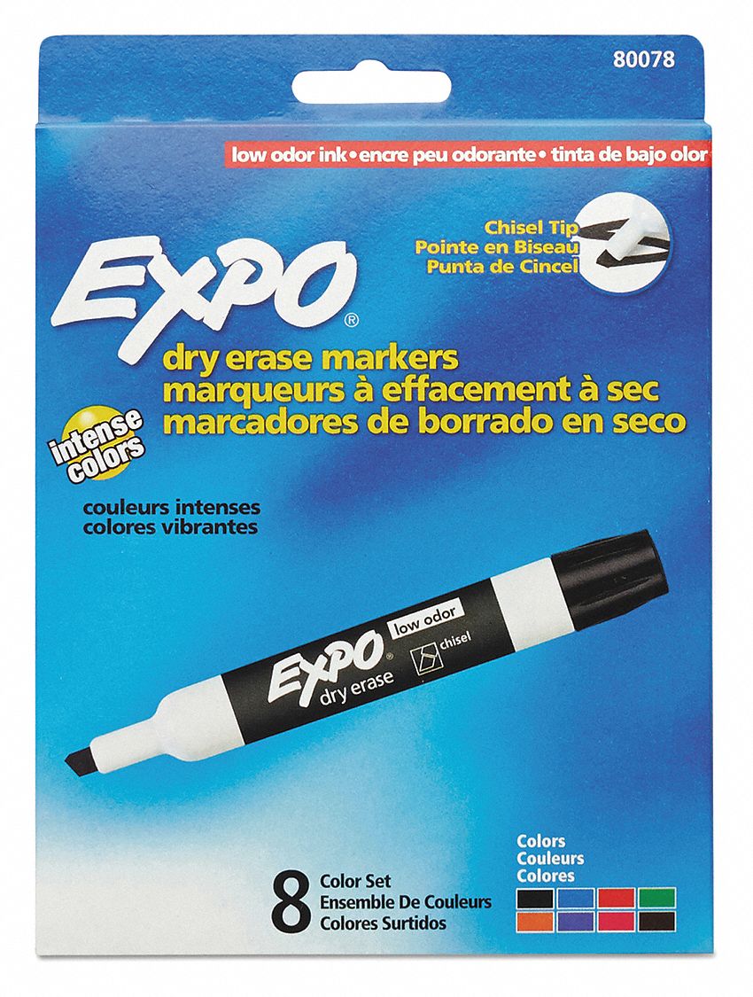 EXPO, DryErase Marker,Chisel Tip,Assorted,PK8 56XK7380078 Grainger
