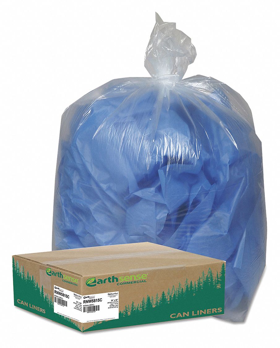 Clear Can Liners 55-60gal. Clear PK100