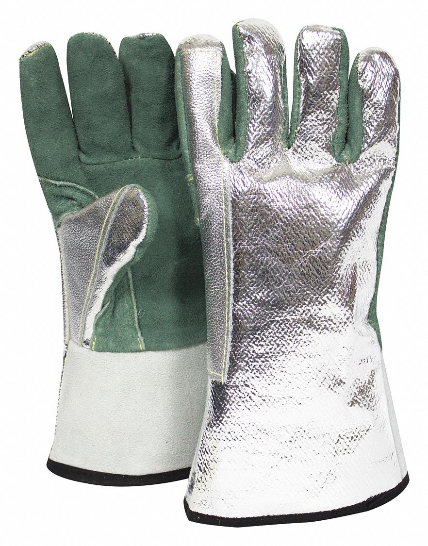 NATIONAL SAFETY APPAREL Aluminized Gloves, OPF/ParaAramid, 1 PR 56XM44DJXGSP382NR Grainger