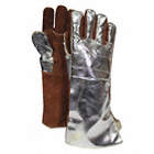 THERMAL LEATHER GLOVES W/SNAP ADJUSTMENT, UNIVERSAL, 16½ IN, BR, ALUMINIZED RAYON