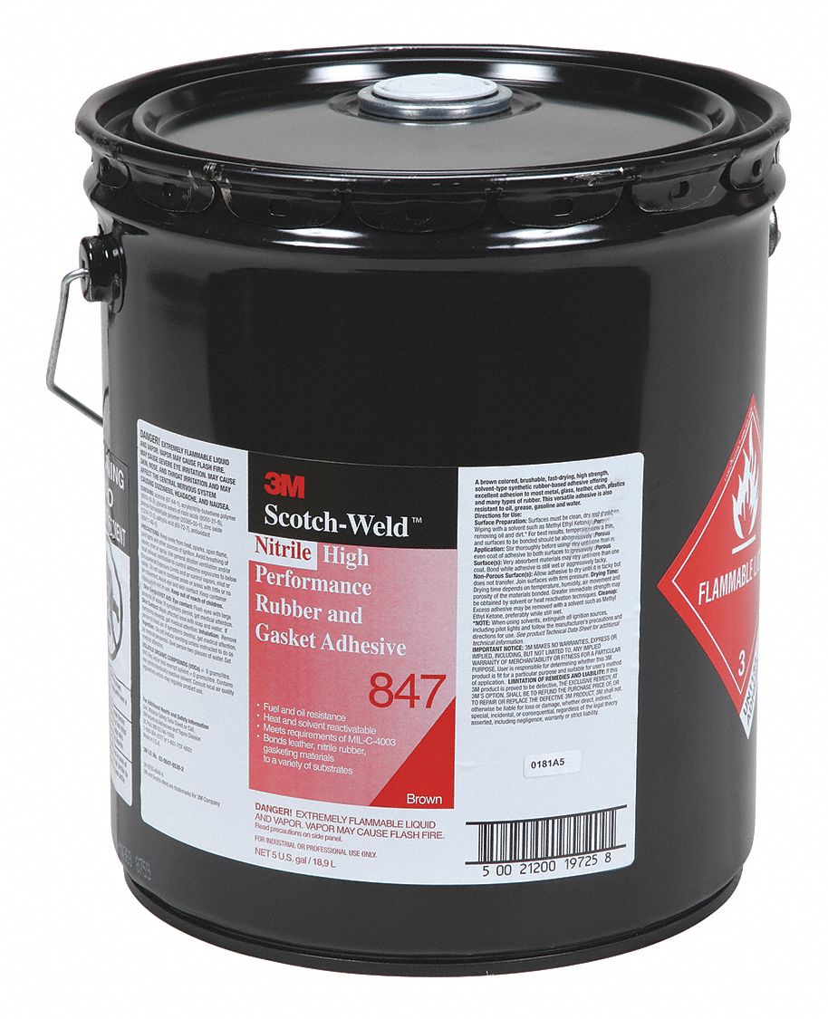 RUBBER AND GASKET ADHESIVE, 847, 5 GALLON PAIL