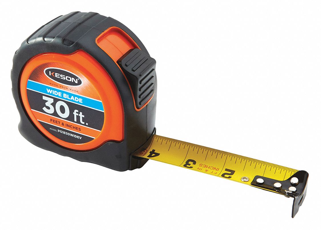 TAPE MEASURE,30 FT L,1 3/16 IN W,STEEL