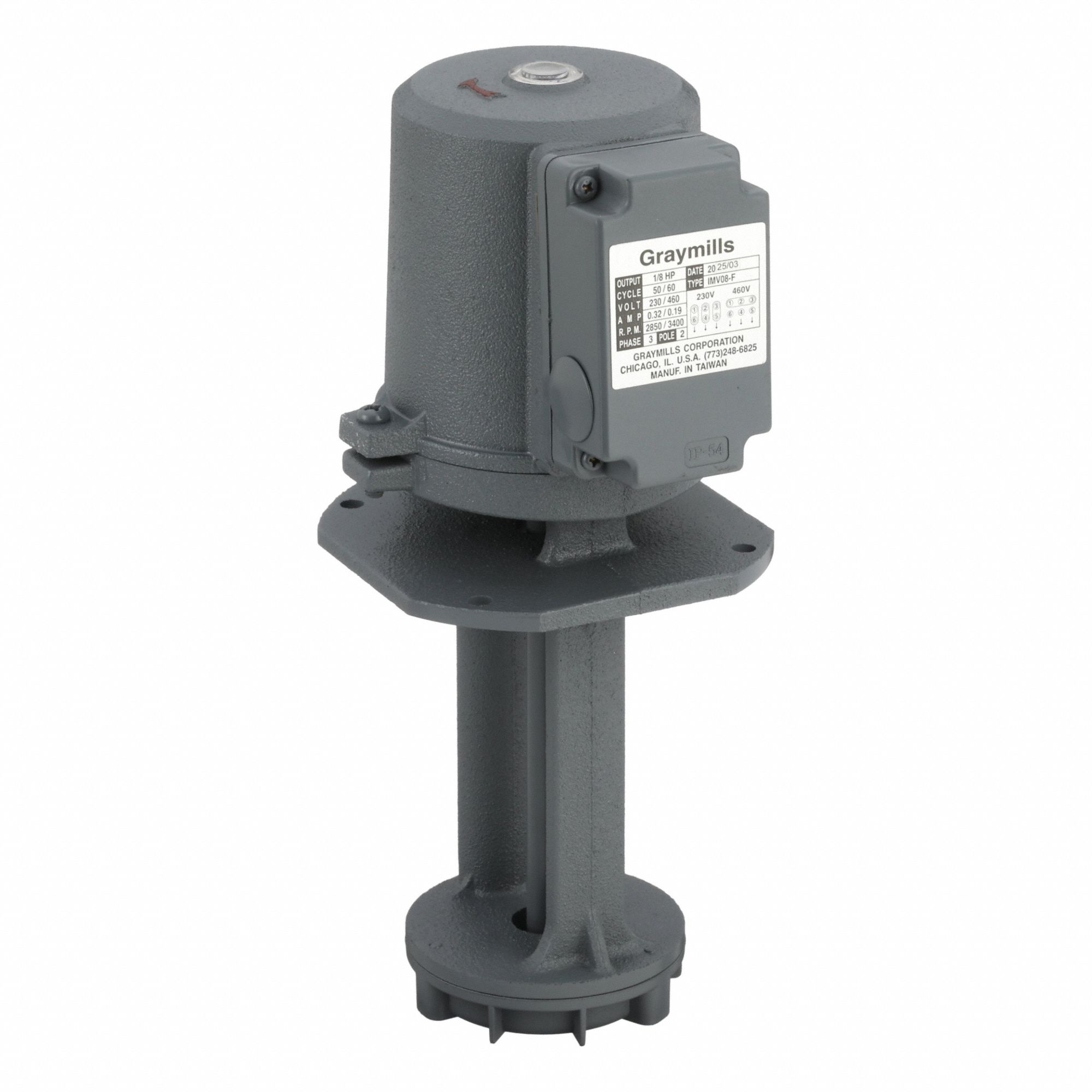 Machine Tool Pump: 230/460V AC, 1/8 hp, 500 SUS Max Visc, 10 gpm Max Flow, 3/8" NPT