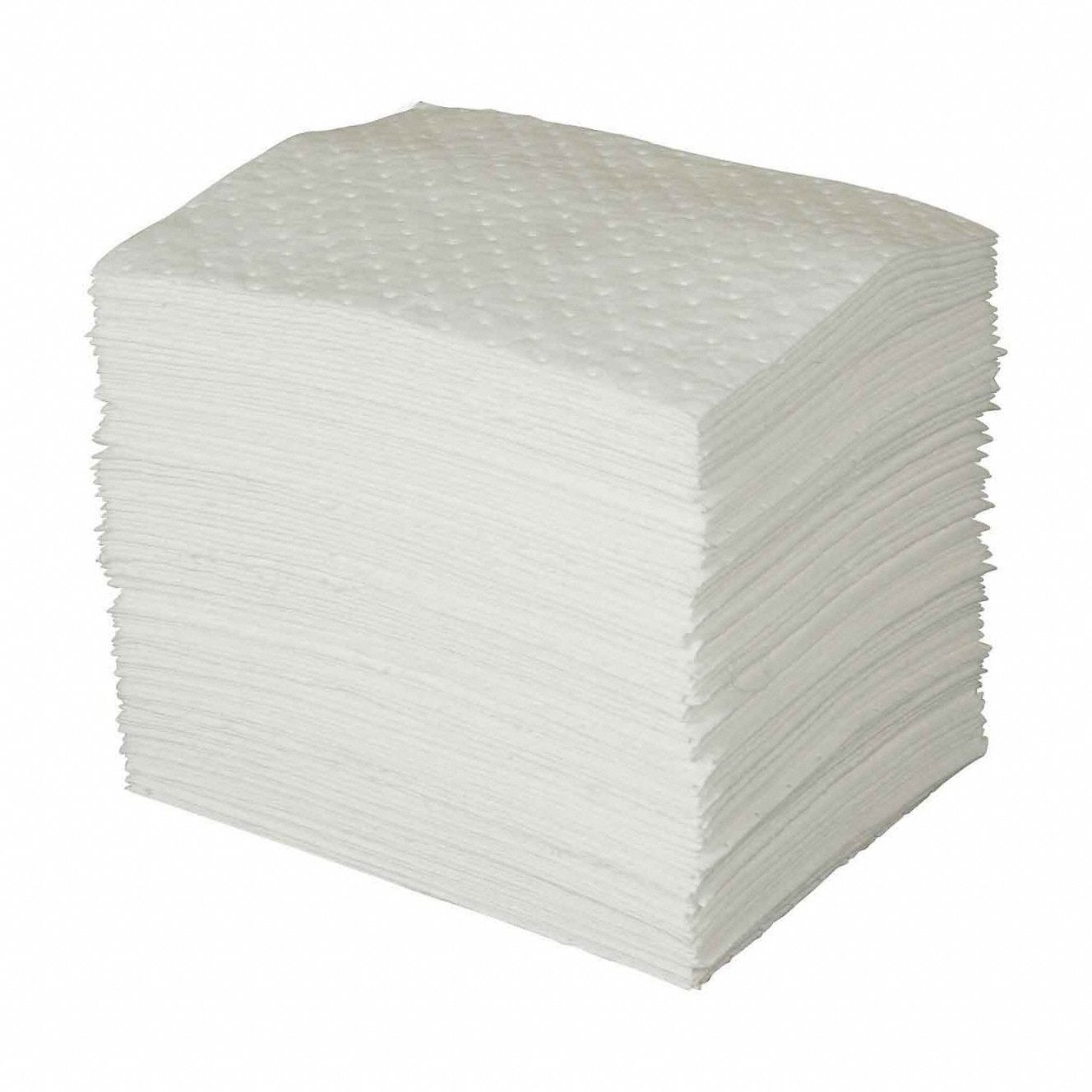 Sorbent Pad: 64 oz Volume Absorbed Per Pad, Polypropylene, White, Bale, 100 PK