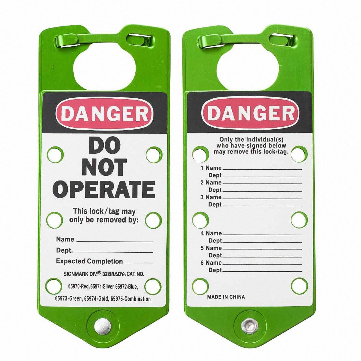 Lockout Hasp, 6 Lock, Green, PK5