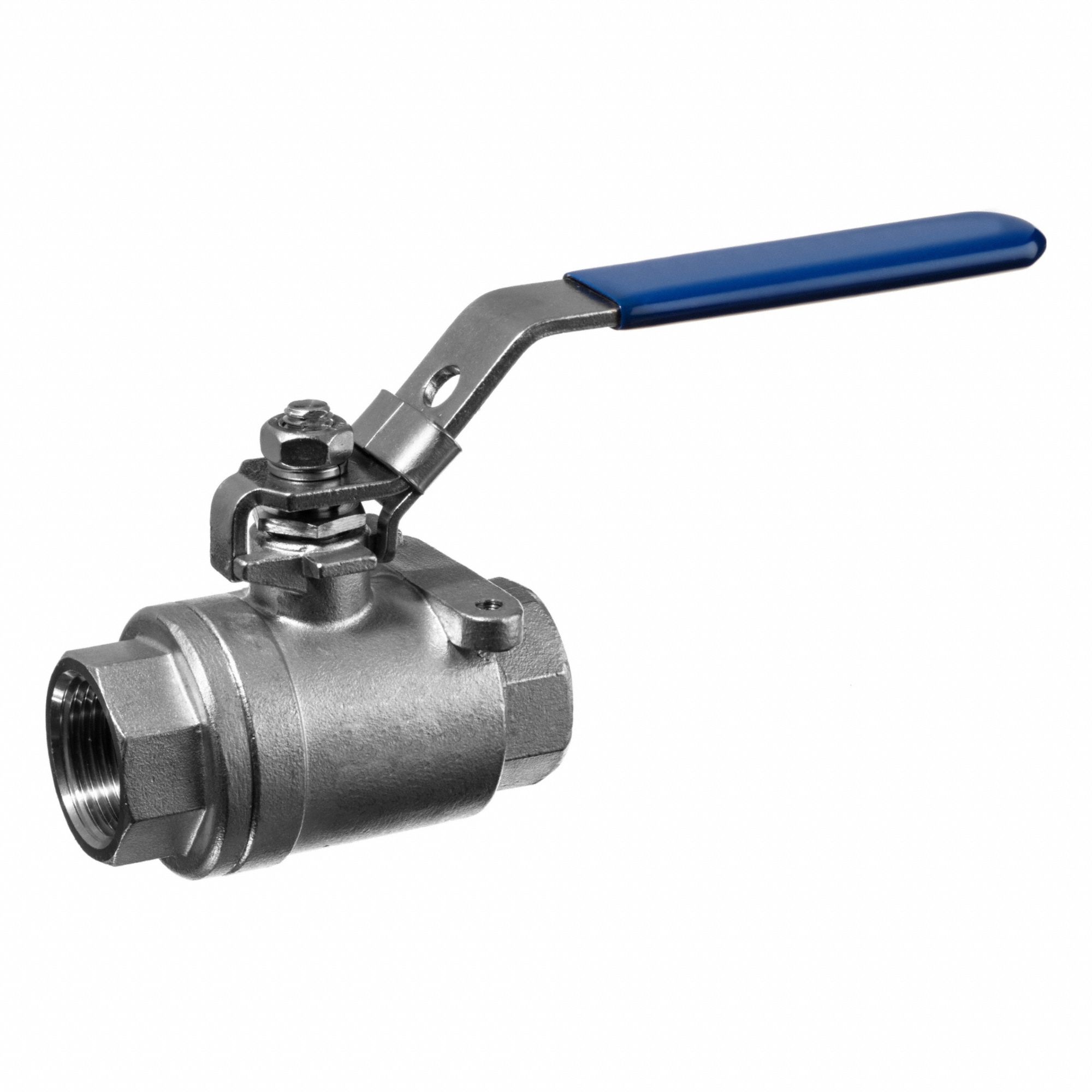 Manual Two-Way Ball Valve: 1/2 in, 304 Stainless Steel, Straight Valve Body, PTFE