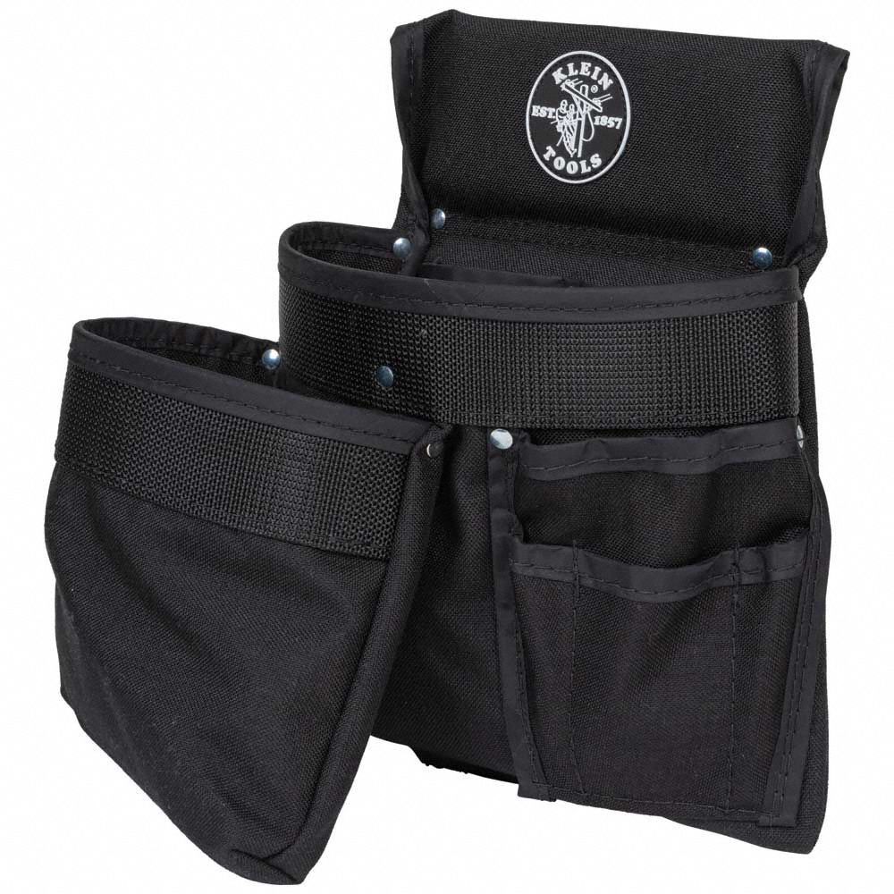 KLEIN TOOLS Tool Belt Nylon, Electrician, 11 Pockets, Padded, 32 in to 36 in Waist Size, Black