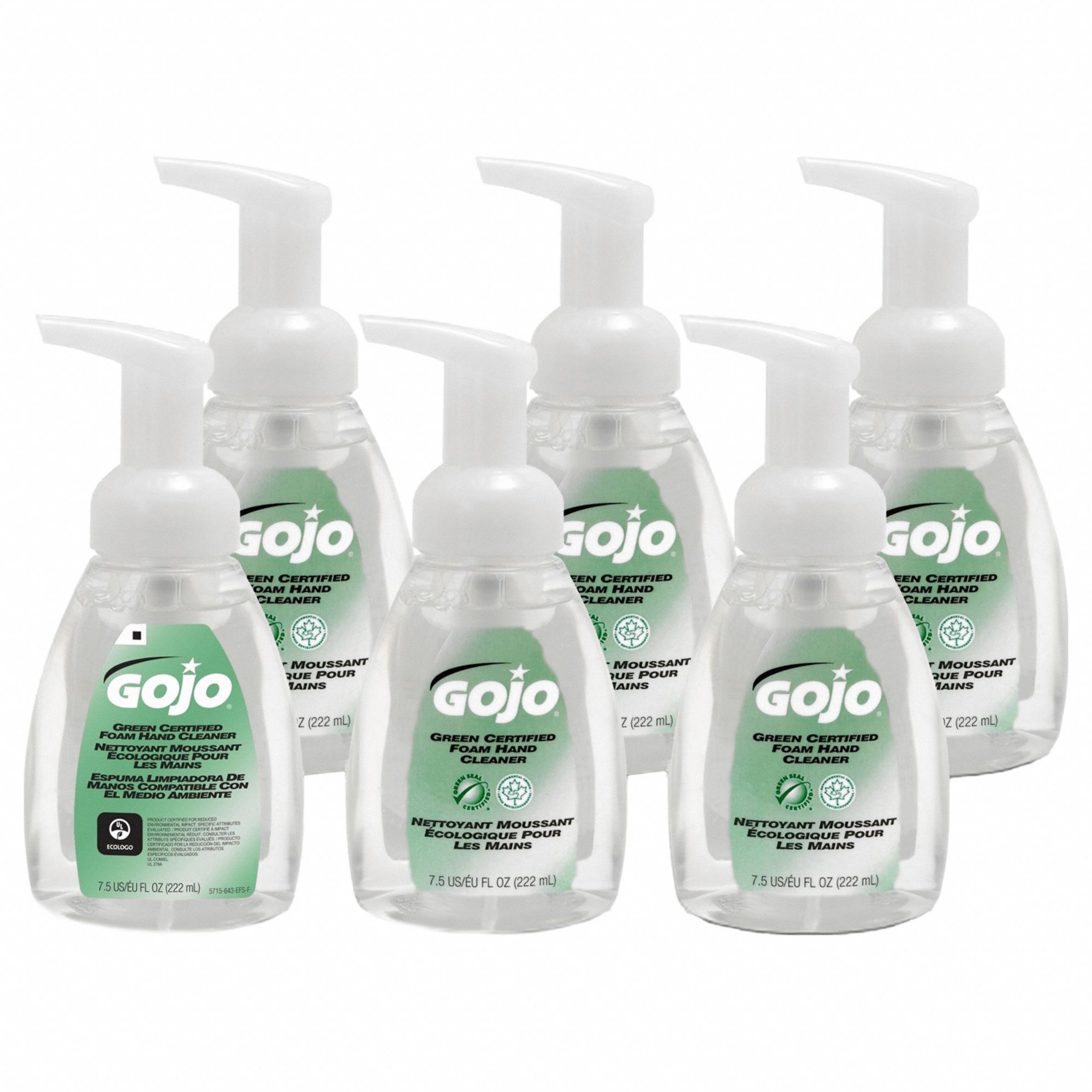 HAND CLEANER, FOAM, PUMP BOTTLE, 7.5 OZ, FRAGRANCE FREE, 6 PK