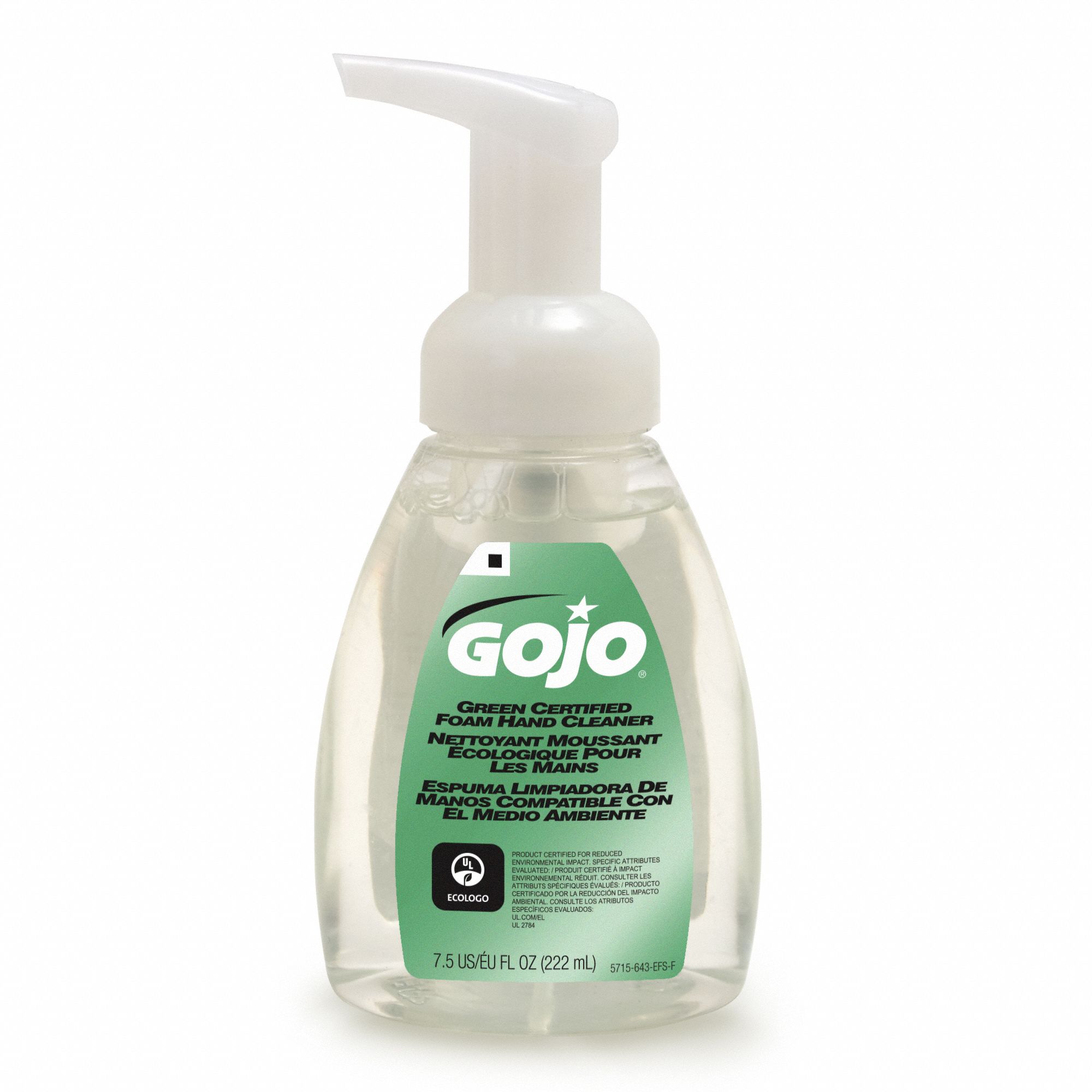 GOJO Hand Cleaner: Foam, Pump Bottle, 7.5 oz, Fragrance Free, 6 PK
